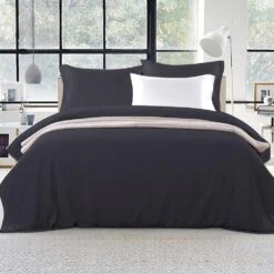 Super King Classic Quilt Cover Set - Black -Home Luxe Store super king classic quilt cover set black bedzy australia 674682