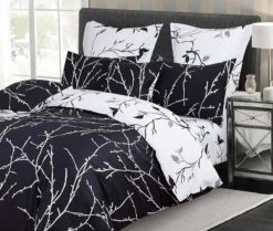 Tree Reversible Super King Size Bed Quilt/Doona/Duvet Cover Set Black -Home Luxe Store tree reversible super king size bed quiltdoonaduvet cover set black bedzy australia abn 18 642 972 209 852368