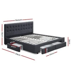 Trinity King Storage Bed Frame With Drawers – Charcoal -Home Luxe Store trinity king bed frame with storage drawers charcoal bedzy australia 983923