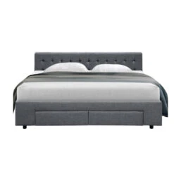Trinity King Storage Bed Frame With Drawers – Grey -Home Luxe Store trinity king bed frame with storage drawers grey bedzy australia 776088