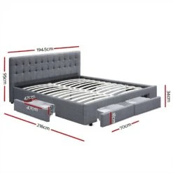 Trinity King Storage Bed Frame With Drawers – Grey -Home Luxe Store trinity king bed frame with storage drawers grey bedzy australia 943774