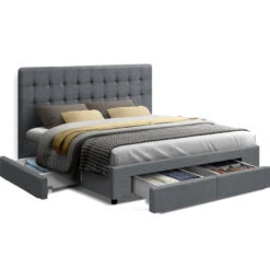 Trinity Queen Storage Bed Frame With Drawers – Grey