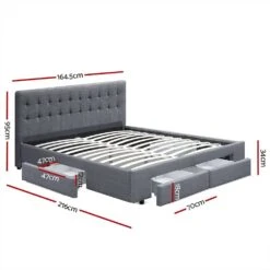 Trinity Queen Storage Bed Frame With Drawers – Grey -Home Luxe Store trinity queen bed frame with storage drawers grey bedzy australia 563352