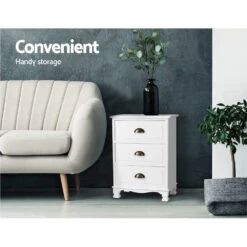 Vintage Bedside Table 3 Drawers White -Home Luxe Store vintage bedside table 3 drawers white bedzy australia abn 18 642 972 209 190834
