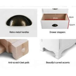 Vintage Bedside Table 3 Drawers White -Home Luxe Store vintage bedside table 3 drawers white bedzy australia abn 18 642 972 209 717721