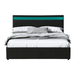 Wanda Queen Gas Lift Storage Bed Frame With LED Lights – Black -Home Luxe Store wanda led storage queen bed frame black bedzy australia 318435