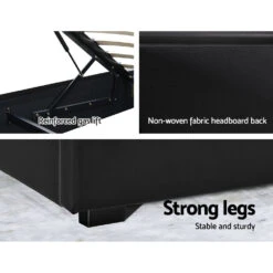 Wanda Queen Gas Lift Storage Bed Frame With LED Lights – Black -Home Luxe Store wanda led storage queen bed frame black bedzy australia 485354