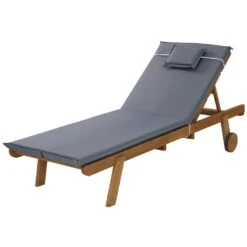 Wooden Sun Lounger Wheel Patio Grey