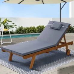Wooden Sun Lounger Wheel Patio Grey -Home Luxe Store wooden sun lounger wheel patio grey bedzy australia abn 18 642 972 209 739974