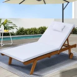 Wooden Sun Lounger Wheel Patio White -Home Luxe Store wooden sun lounger wheel patio white bedzy australia abn 18 642 972 209 899329