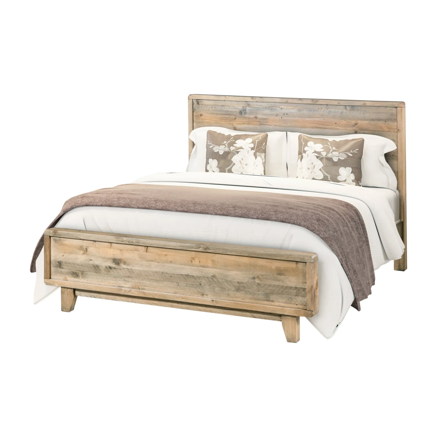Woodland Queen Size Wooden Bed Frame Light Brown 3 Woodland Queen Size Wooden Bed Frame Light Brown - Image 3